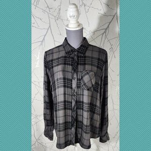 Workshop Republic Gray Plaid Checks Button Front Shirt